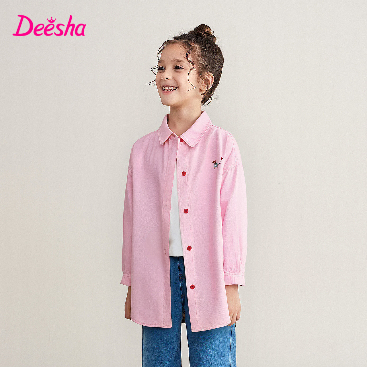 Deesha笛莎童装女童衬衫2025秋季新款儿童女孩牛仔外套时尚潮-8N2