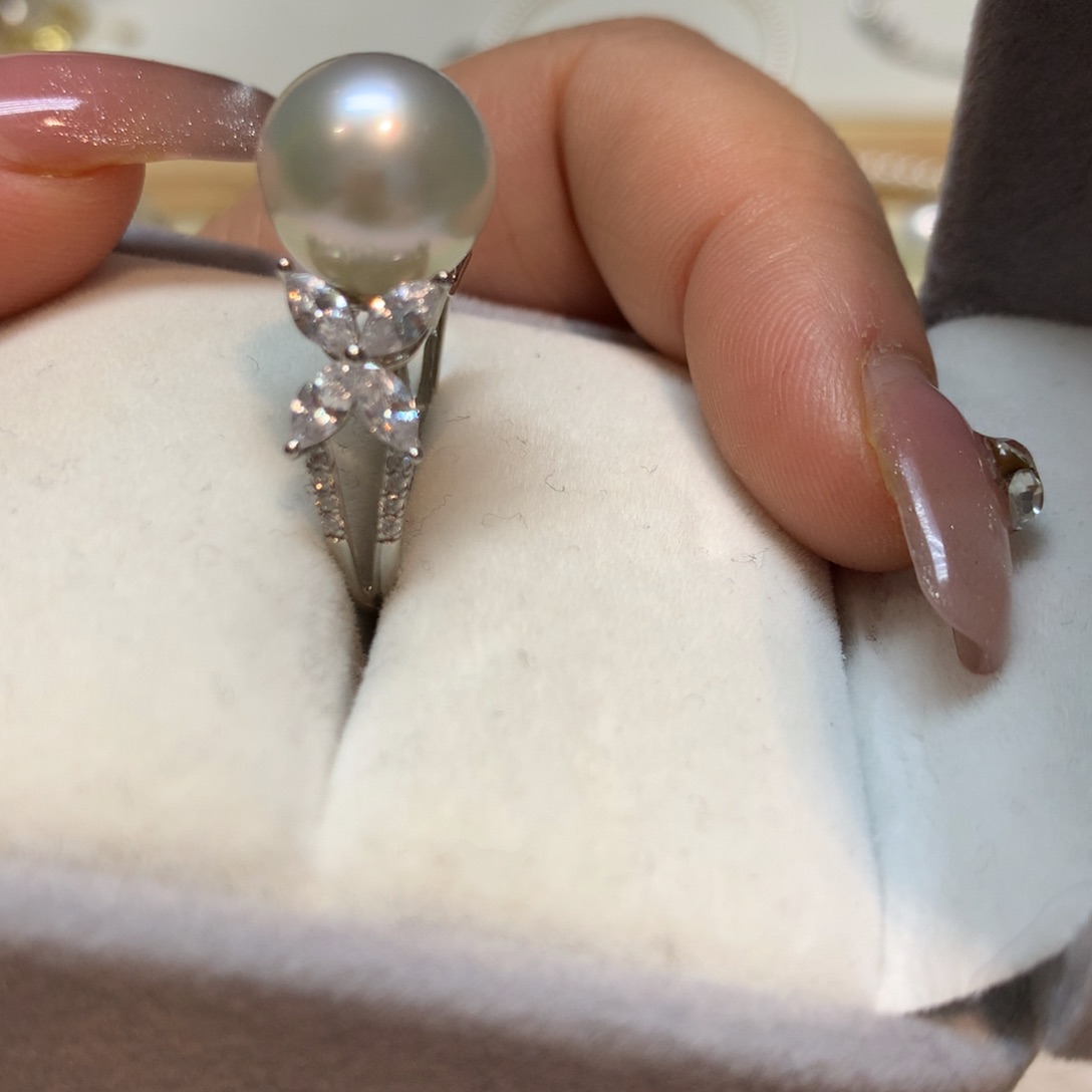 海水珍珠戒指银S925镶嵌