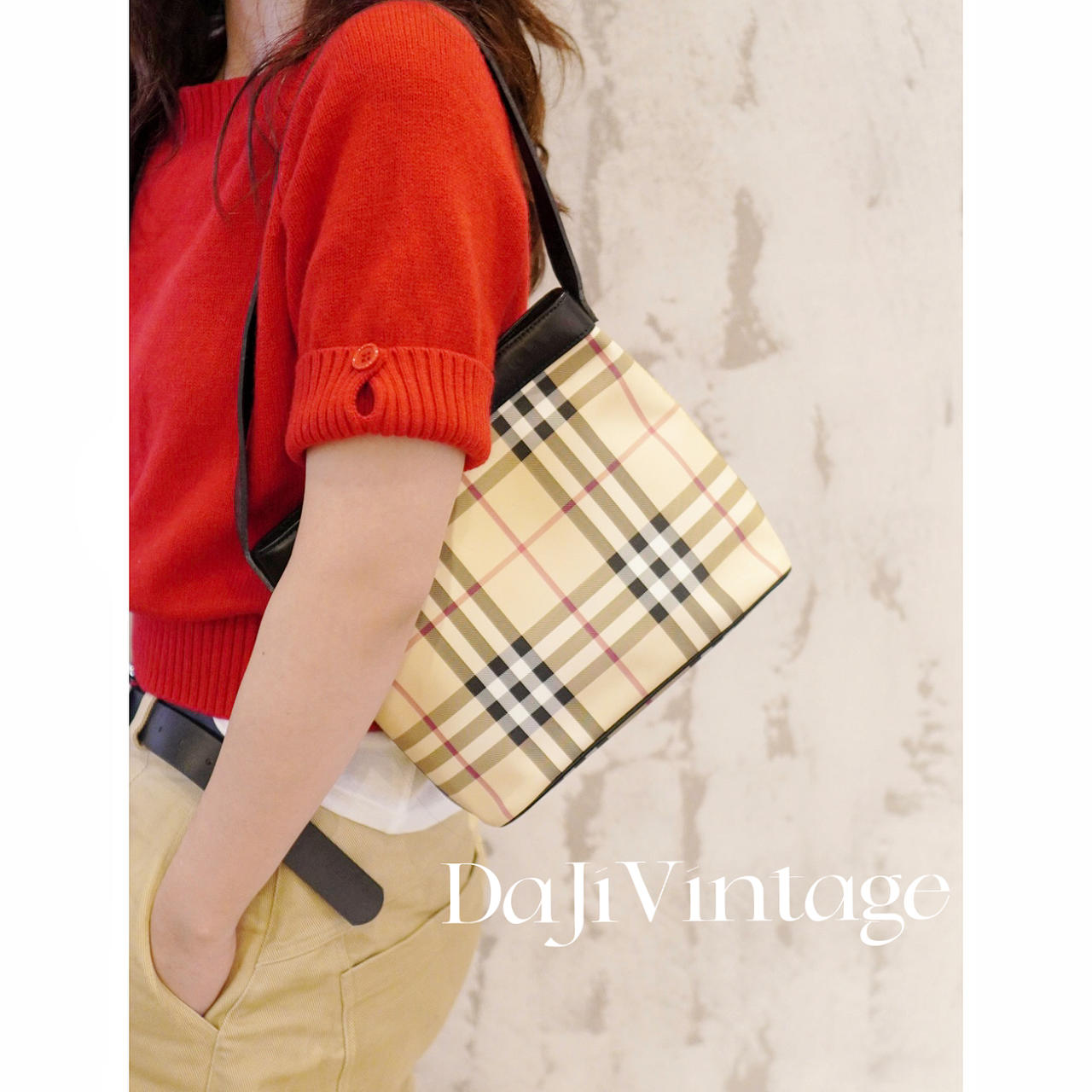 95新 BURBERRY/博柏利 大吉中古/Burberry nova格纹拼黑单肩包