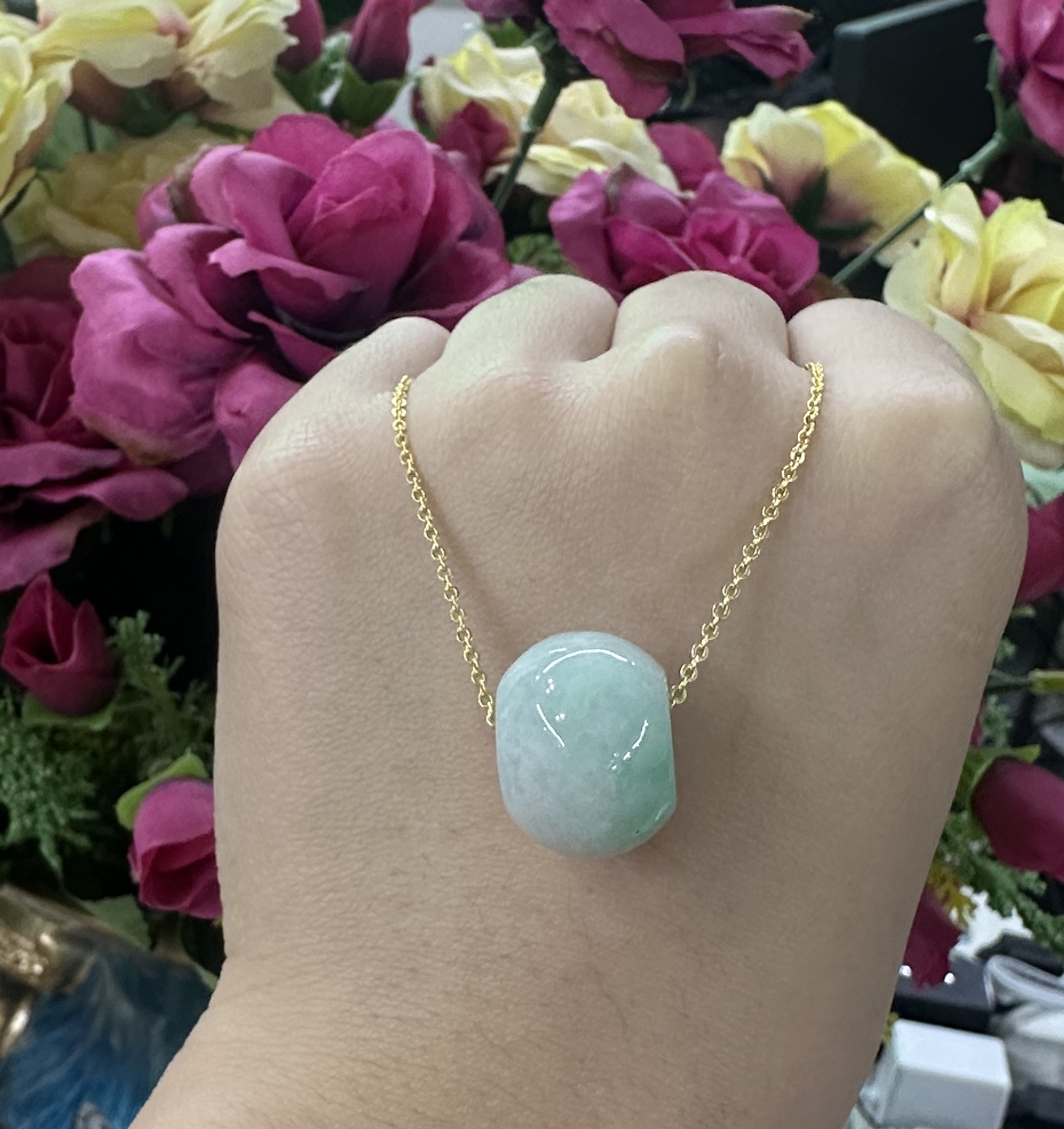 【聪聪珠宝】09420-翡翠路路通吊坠-赠链