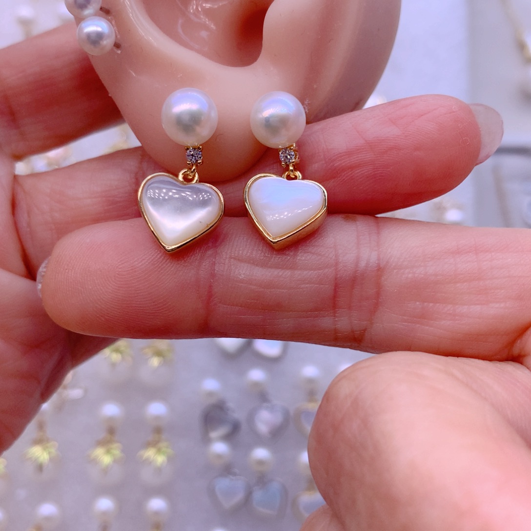 合金淡水珍珠耳饰