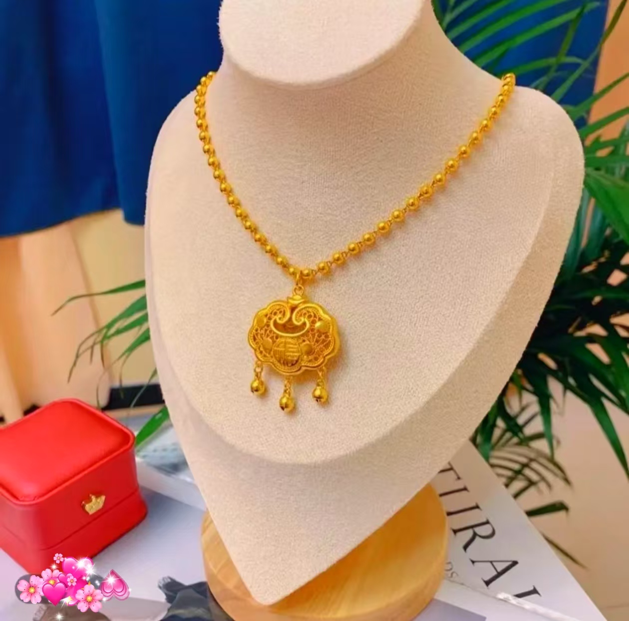 合金项链 【卡4圆珠项链配平安锁】轻奢时尚精美