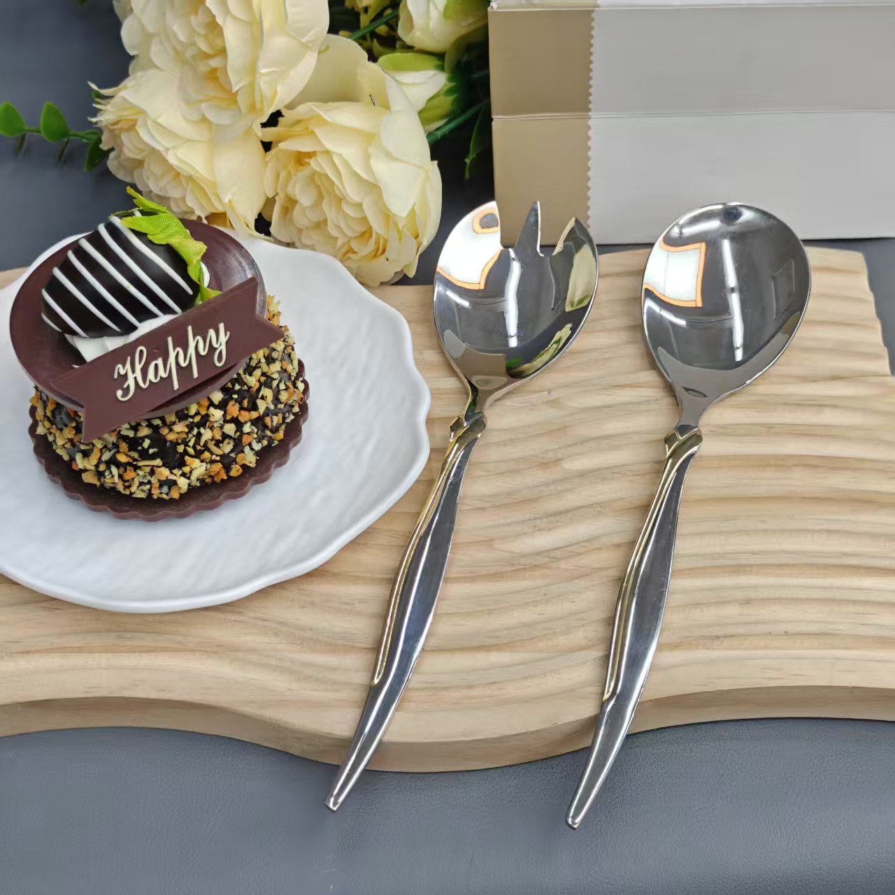 金色领结沙拉叉喝汤勺1套【汤姆福利专场】