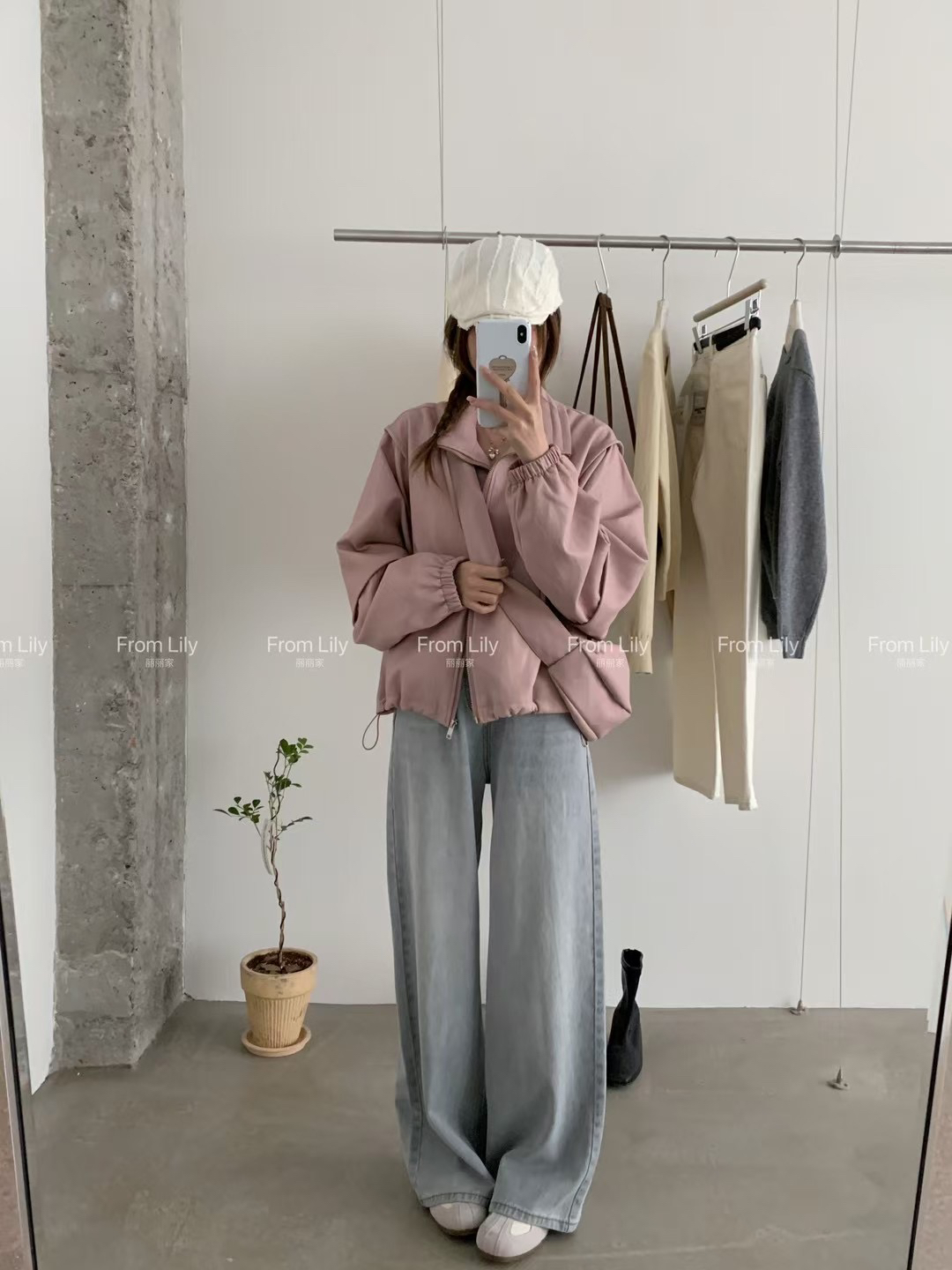 精神十足的嫩粉外套➕包包