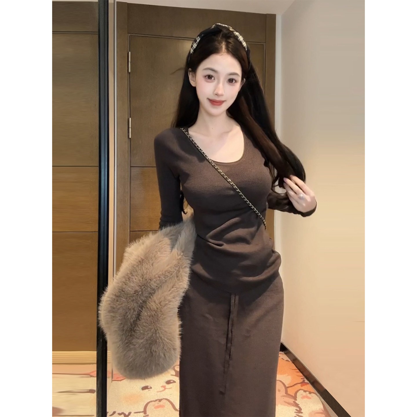 【清仓】韩系气质修身半身裙套装女秋季内搭时尚百搭气质长裙