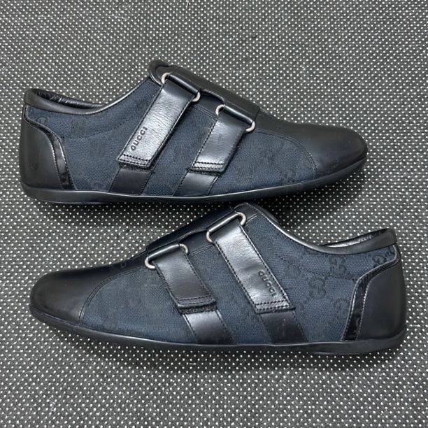 95新 GUCCI/古驰 39码 黑色 双G 魔术贴 成色挺新 板鞋