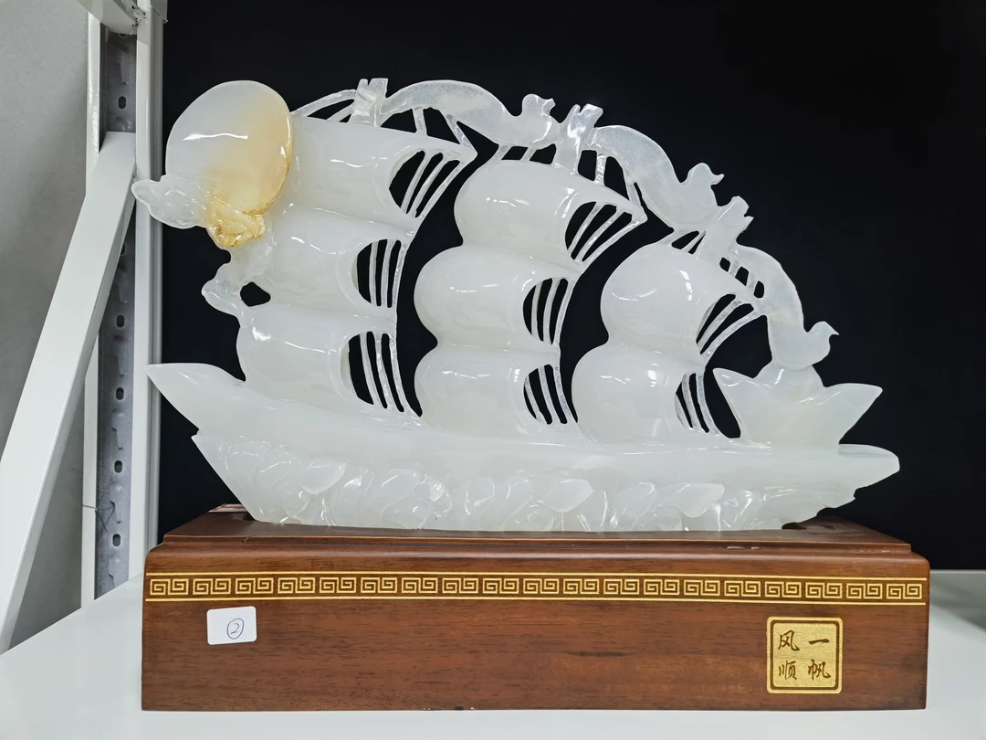 一帆风顺手工雕刻客厅大厅玄关电视柜办公桌家居摆件