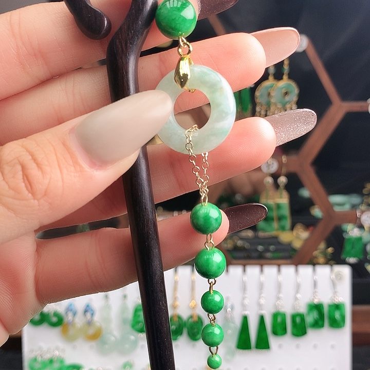 翡翠未镶嵌耳饰发簪