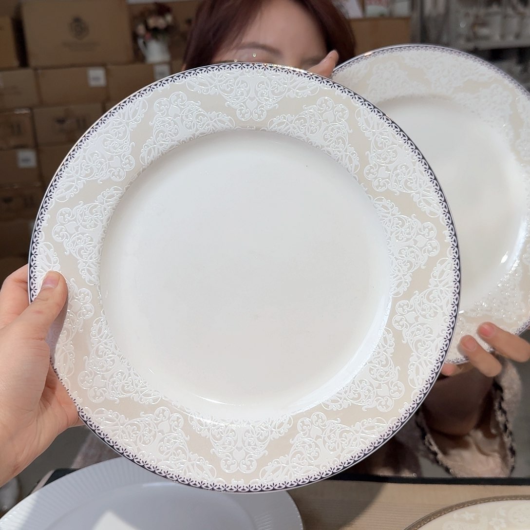 骨瓷10.5英寸平盘27cm 2个外贸尾单