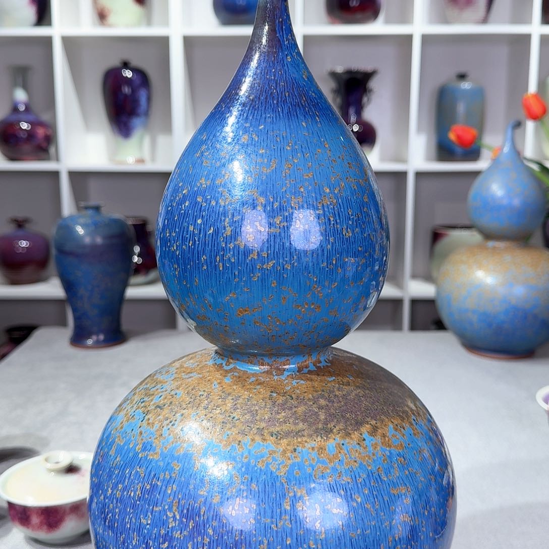 摆件微瑕钧窑花瓶纯手工