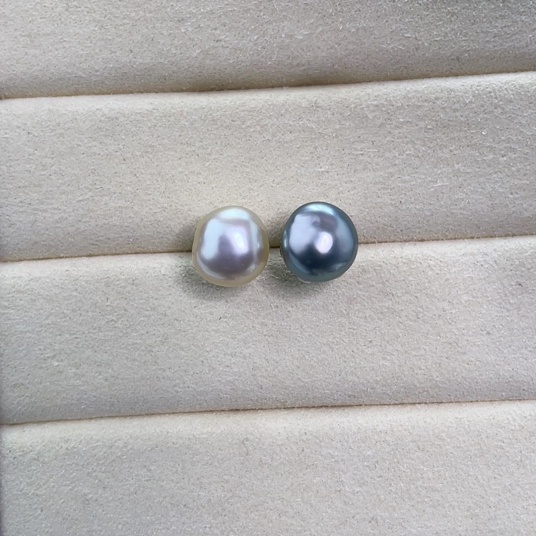 海水珍珠耳饰银S925镶嵌