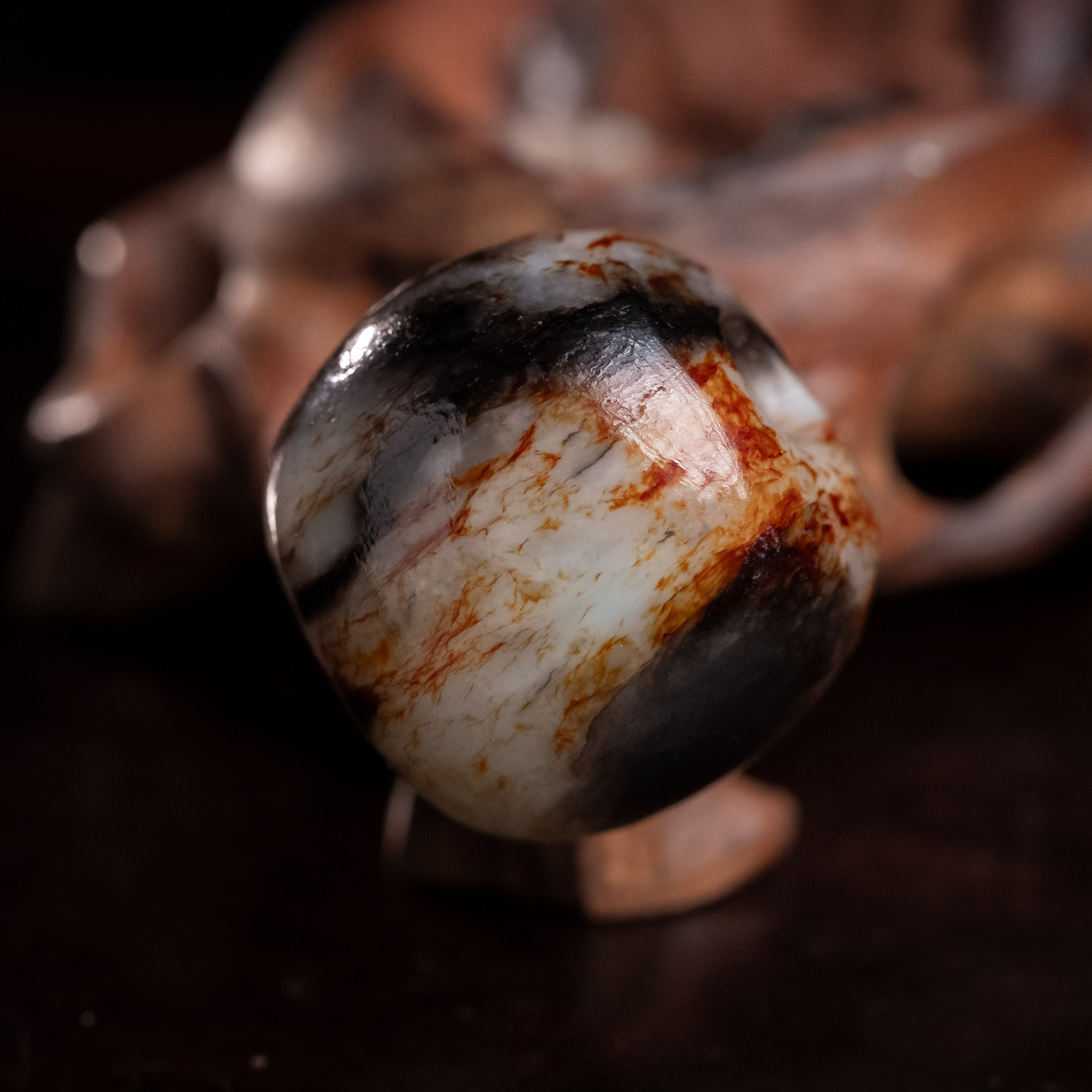 明代和田玉素玉珠-NX