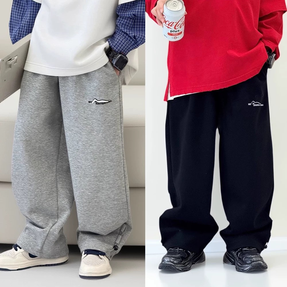 宽松版。2025秋装新款中大童长裤阔腿休闲卫裤运动裤D16