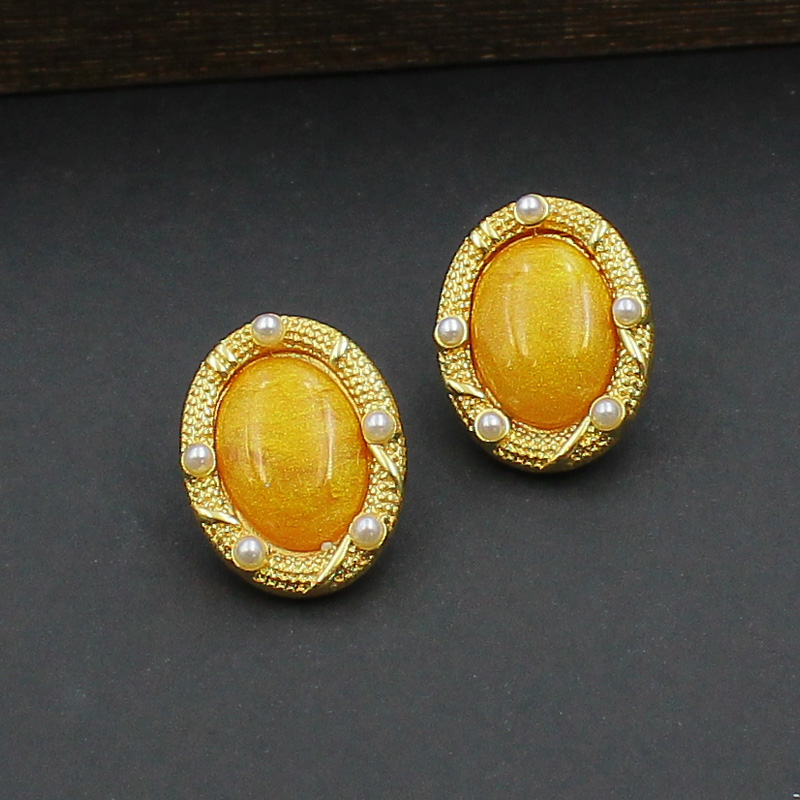 锌合金耳饰 复古轻奢风设计优雅耳饰简约百搭高级金镶嵌款耳钉533