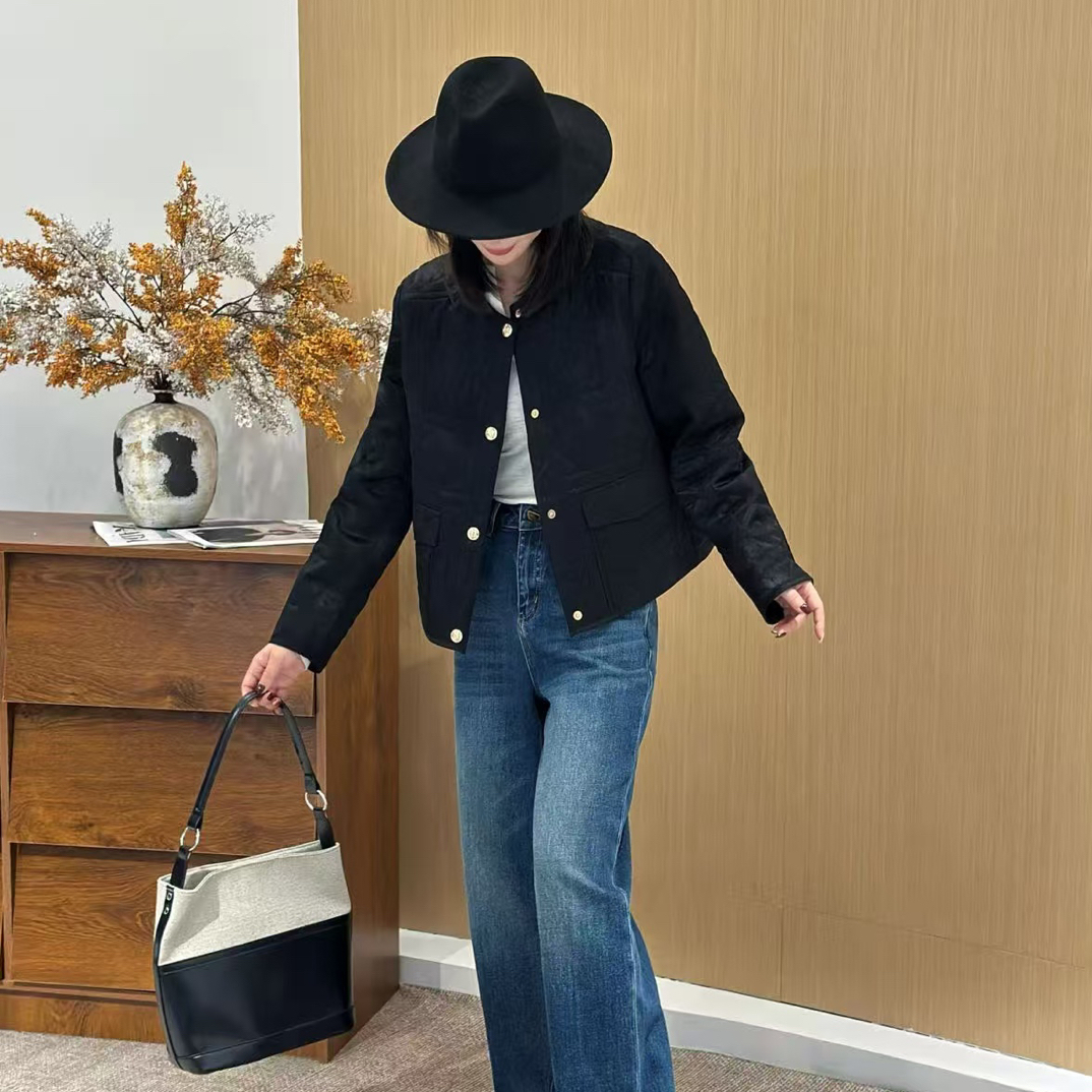 单排扣常规款纯色冬季厚款小香风外套(二棉款)80208