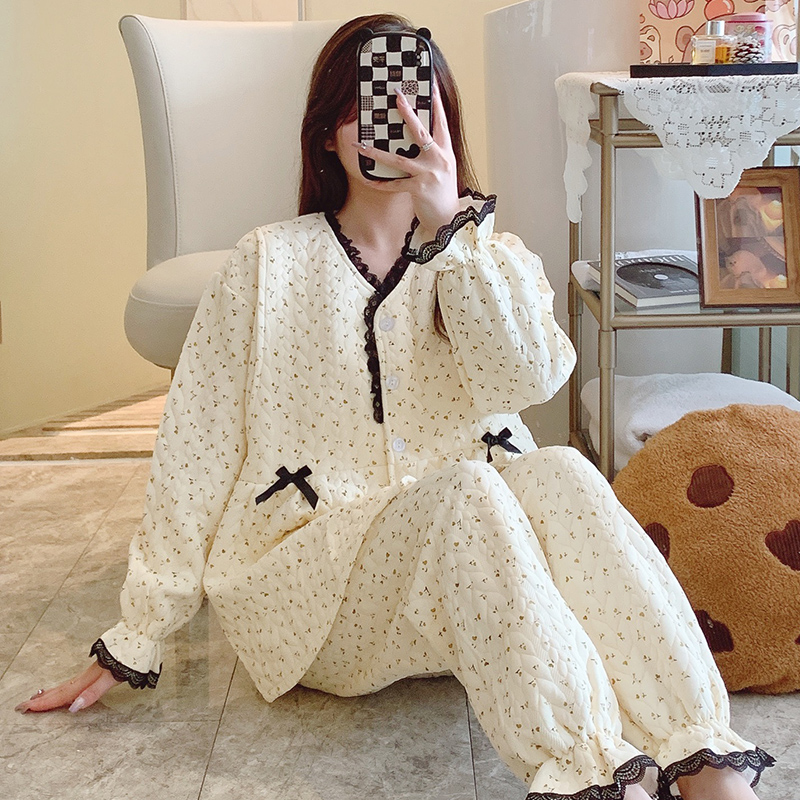 孕妇睡衣女秋冬月子服空气棉产后哺乳期产妇喂奶家居加厚睡衣孕妇