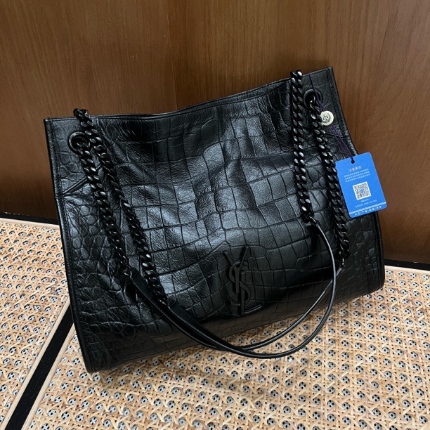 95新 YSL/圣罗兰 ysl 黑色鳄鱼纹shopping bagQX-18725722