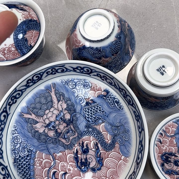 瓷片霸王龙5件套景德镇