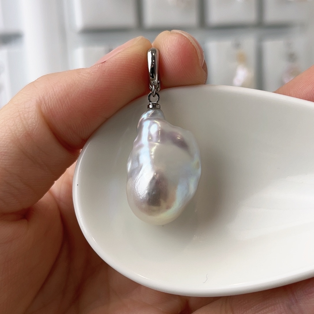 淡水珍珠天然珍珠巴洛克银S925镶嵌