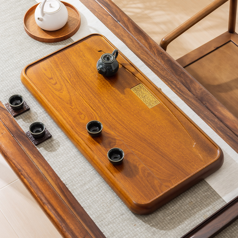 花梨木茶盘实木家用小茶台泡托盘电木新款整块办公室功夫排水茶海