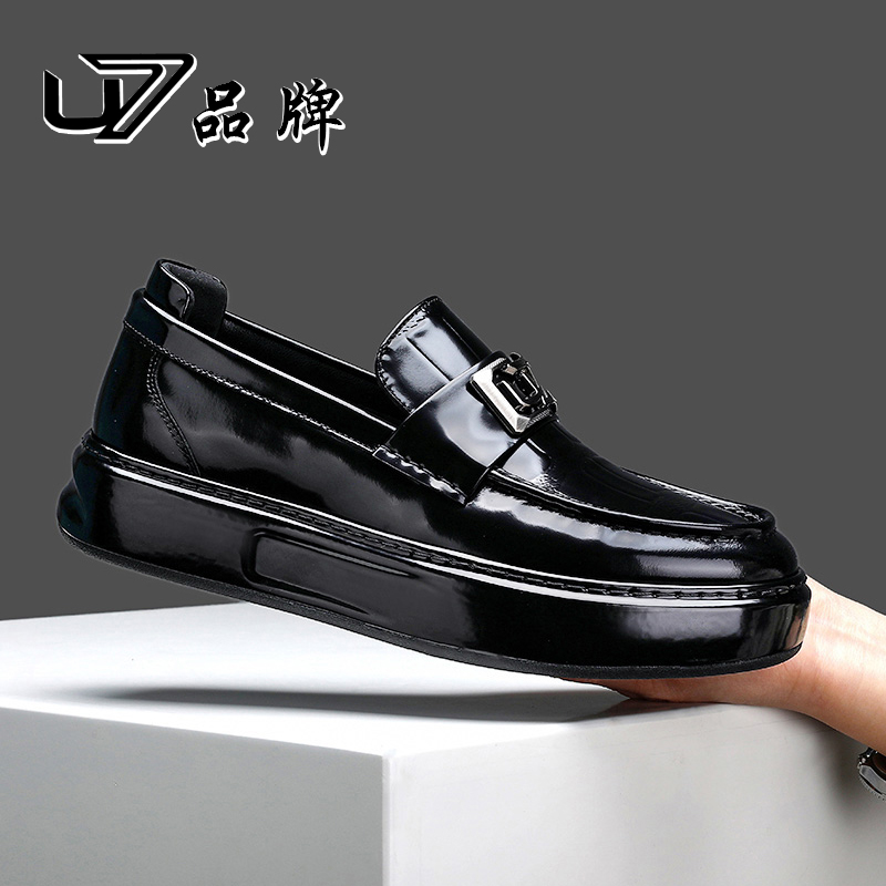 U7品牌男鞋 头层牛皮 高端商务休闲鞋男士爆款透气百搭真皮皮鞋