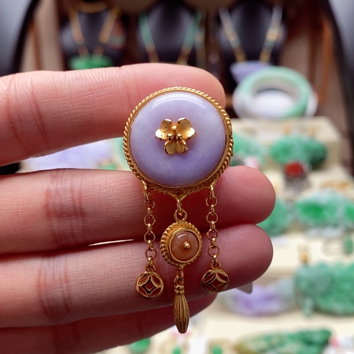 翡翠戒指银S925镀金镶嵌翡翠戒指