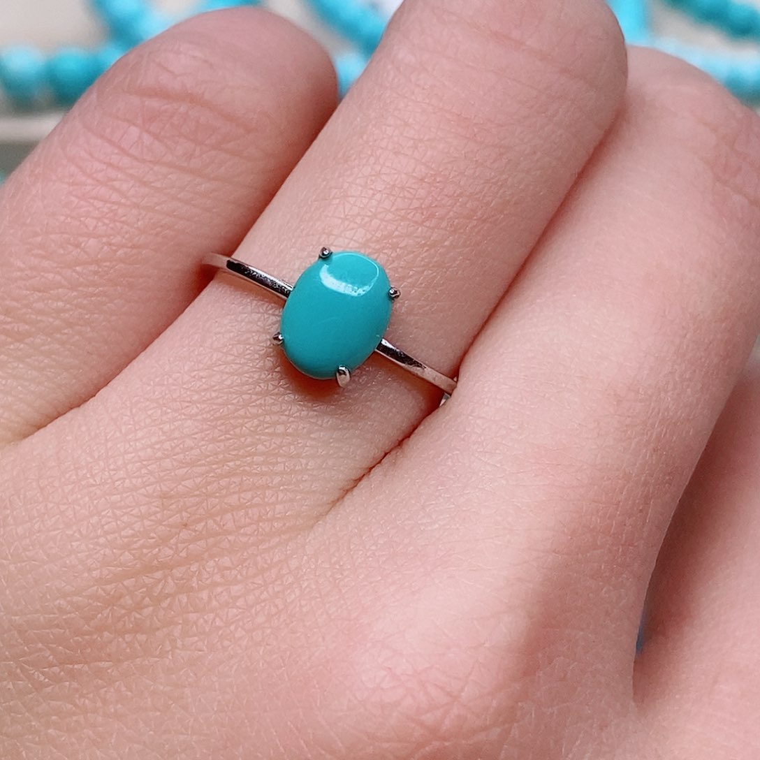 绿松石戒指银S925镶嵌