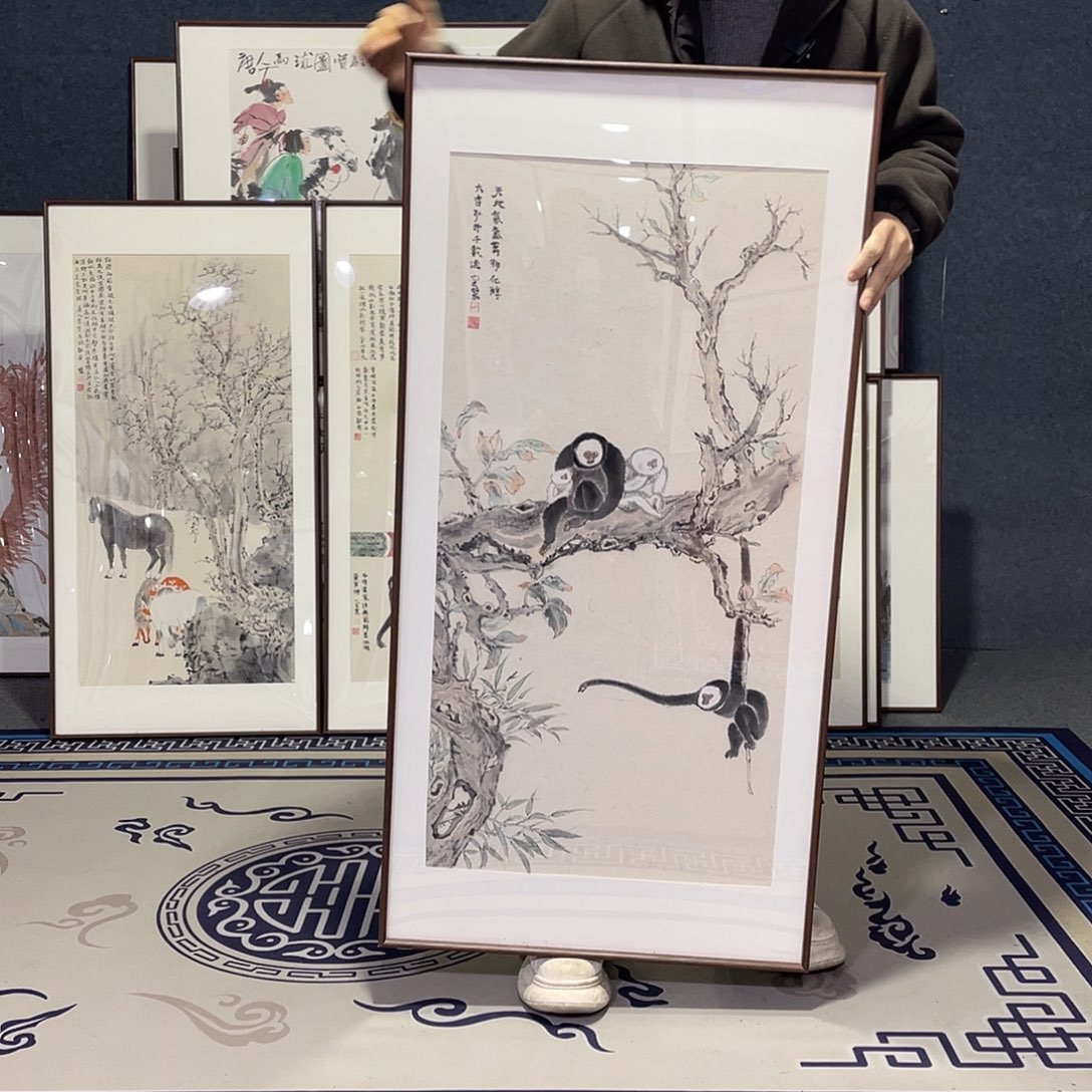 国画手绘画作品带框60/120