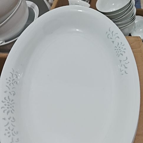 瓷玲珑青色12寸鱼盘一个微瑕疵