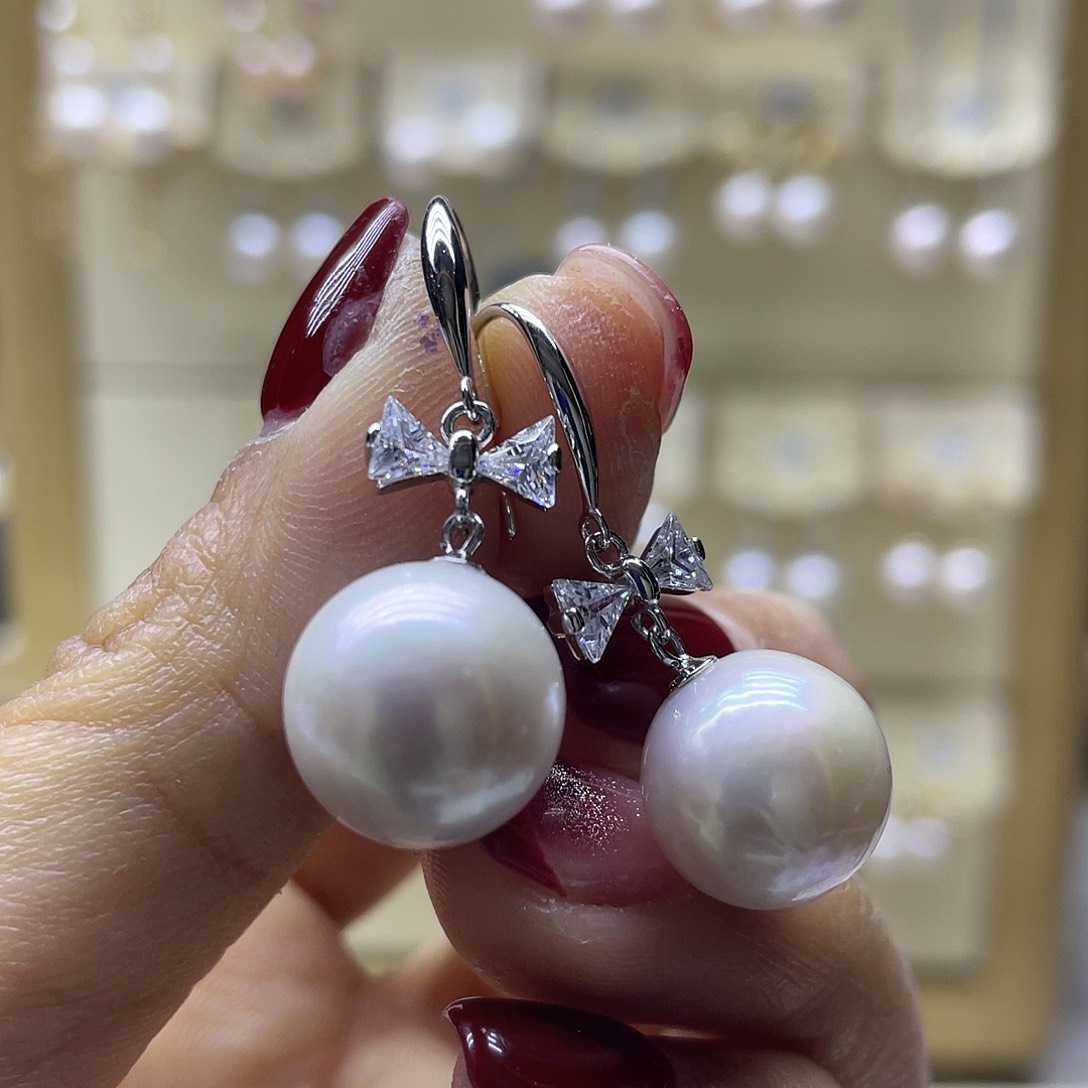 淡水珍珠耳饰银S925镶嵌