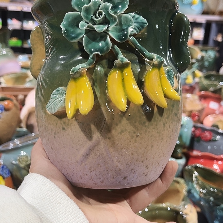 瓷片花盆多肉植物艺术品