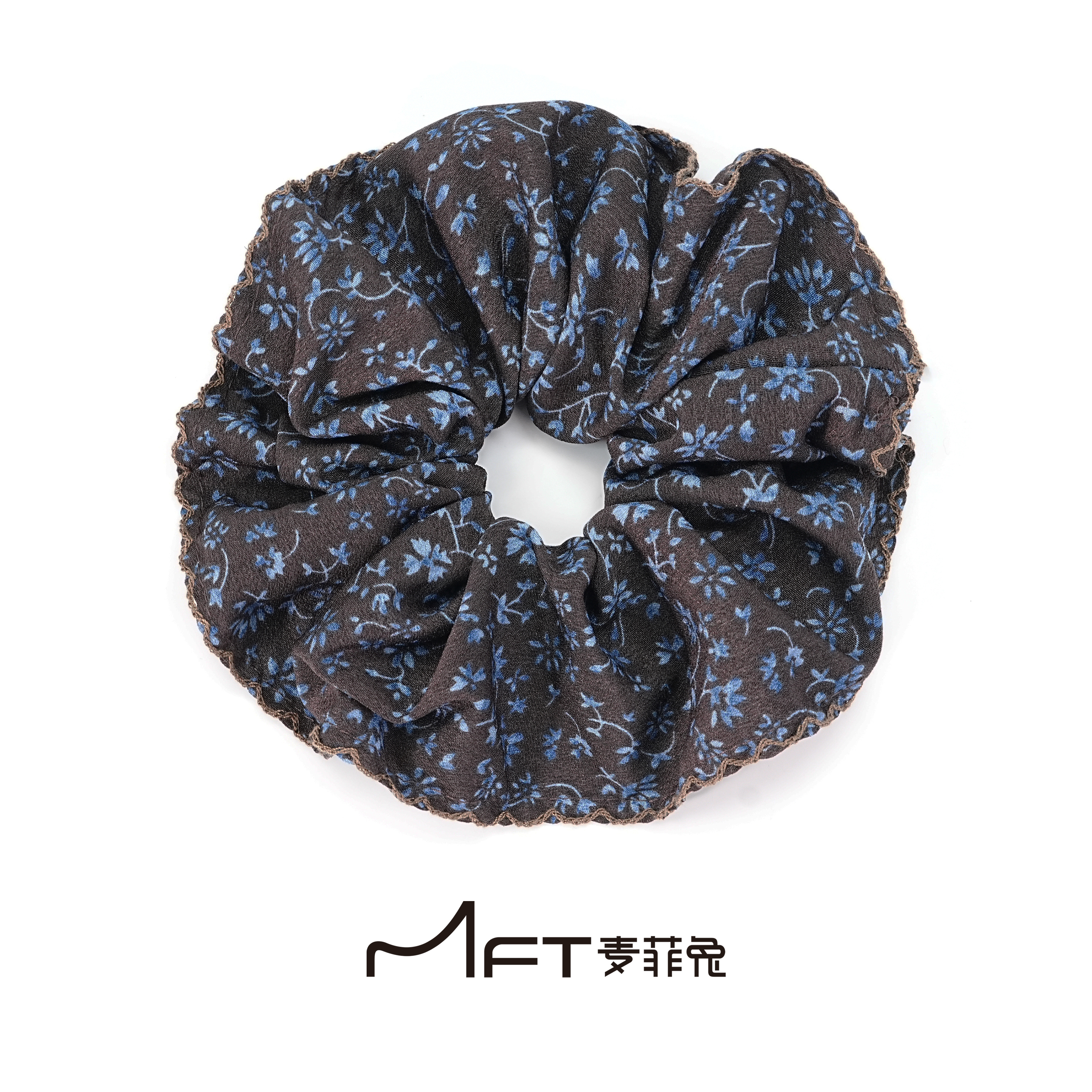 花悸发圈蓝色碎花慵懒风大肠发圈扎发丸子头花高弹力发绳发饰