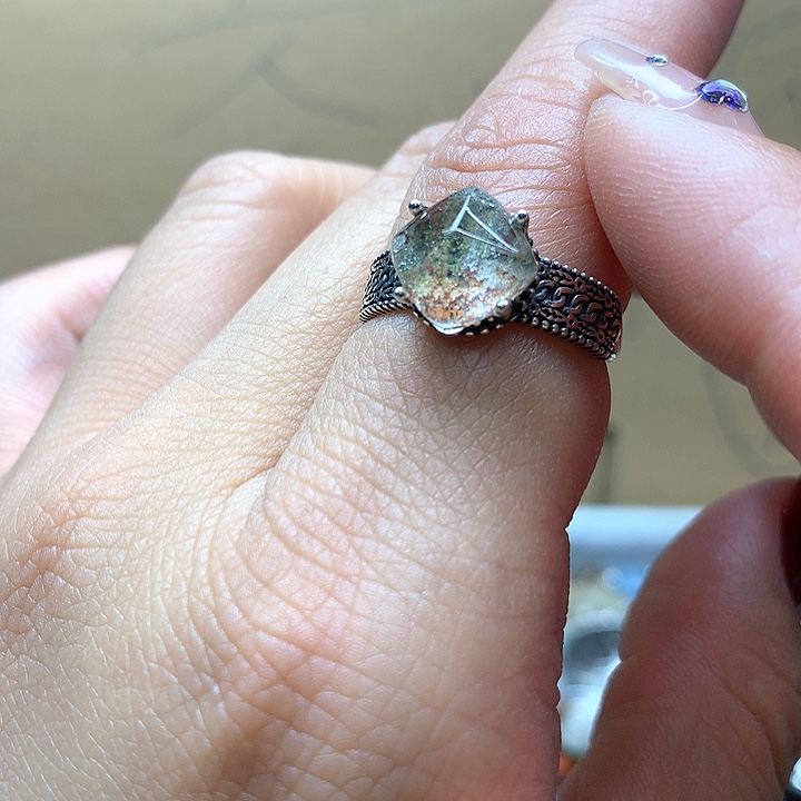 水晶水晶戒指银S925镶嵌