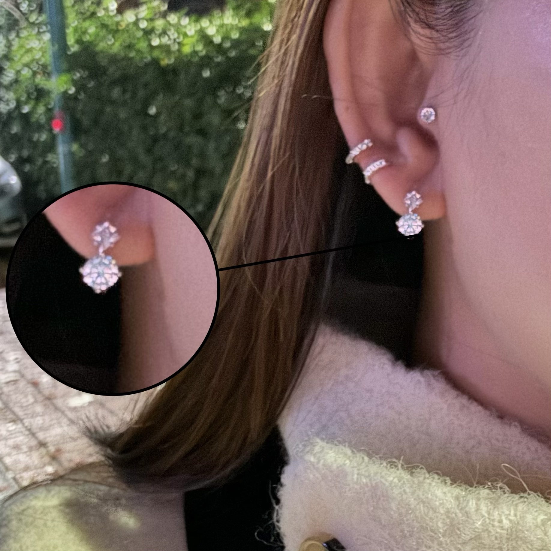 925银合成锆石耳饰 韩国 通体s925银 大小钻耳环