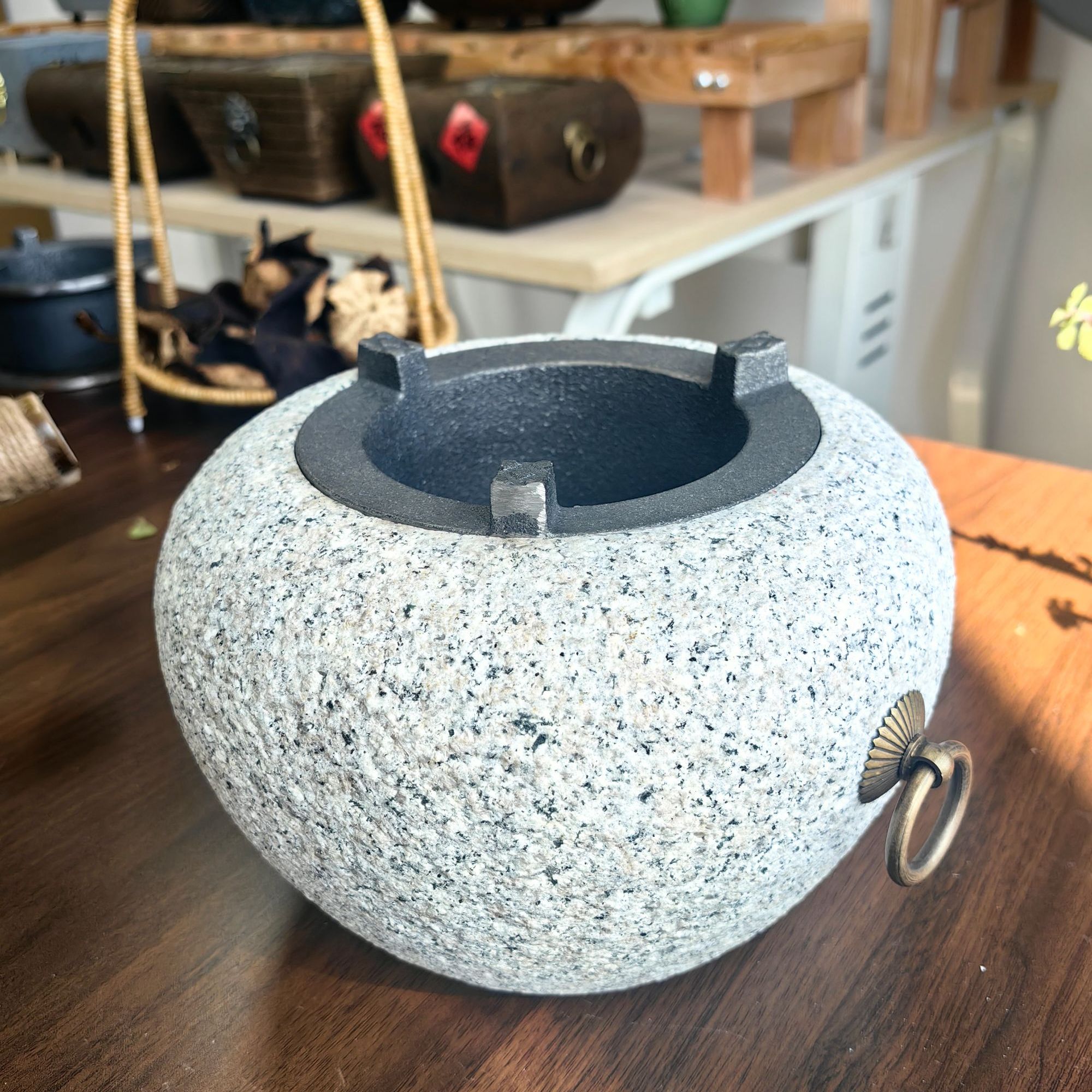 18尺寸17号原石石臼纯手工制作电陶炉碳烤炉围炉煮茶惠安伴手礼