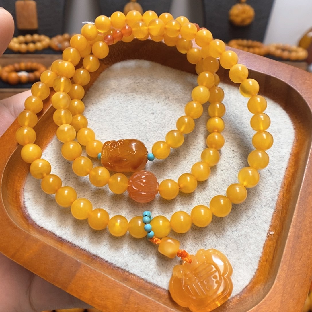 未镶嵌蜜蜡手串蜜蜡