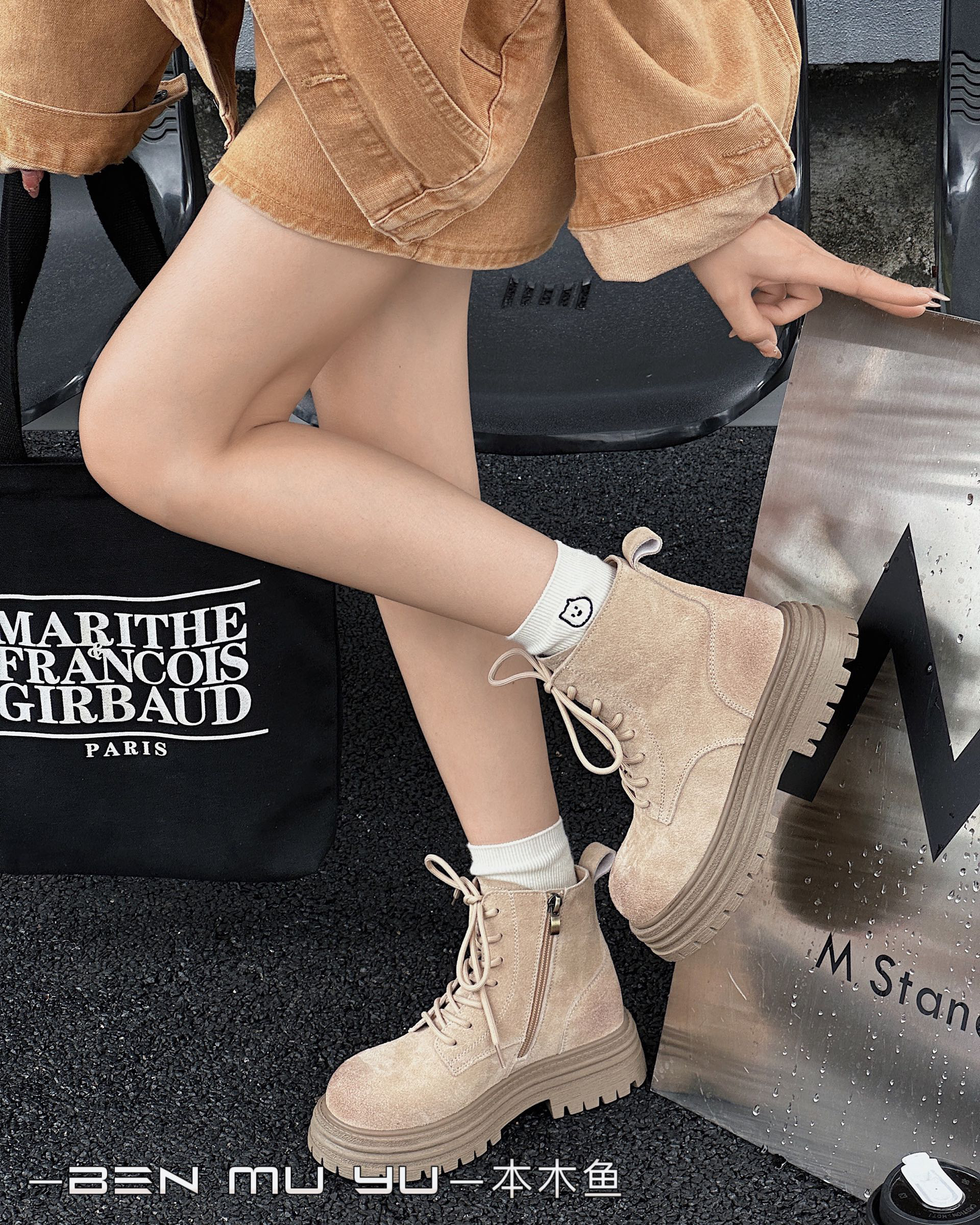 6110本木鱼热卖爆款厚底4公分马丁鞋