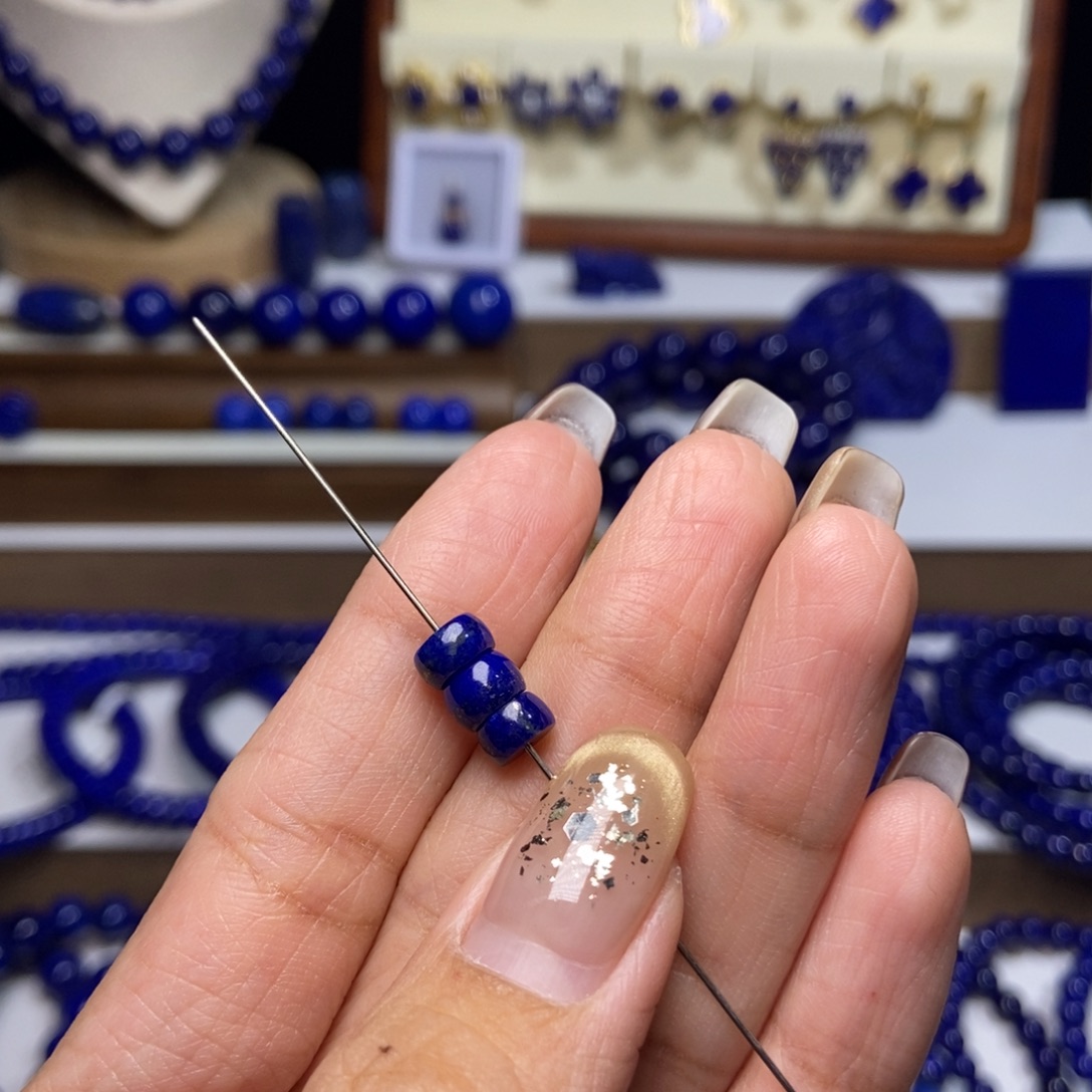 桃***灿青金石未镶嵌6mm+3颗隔片