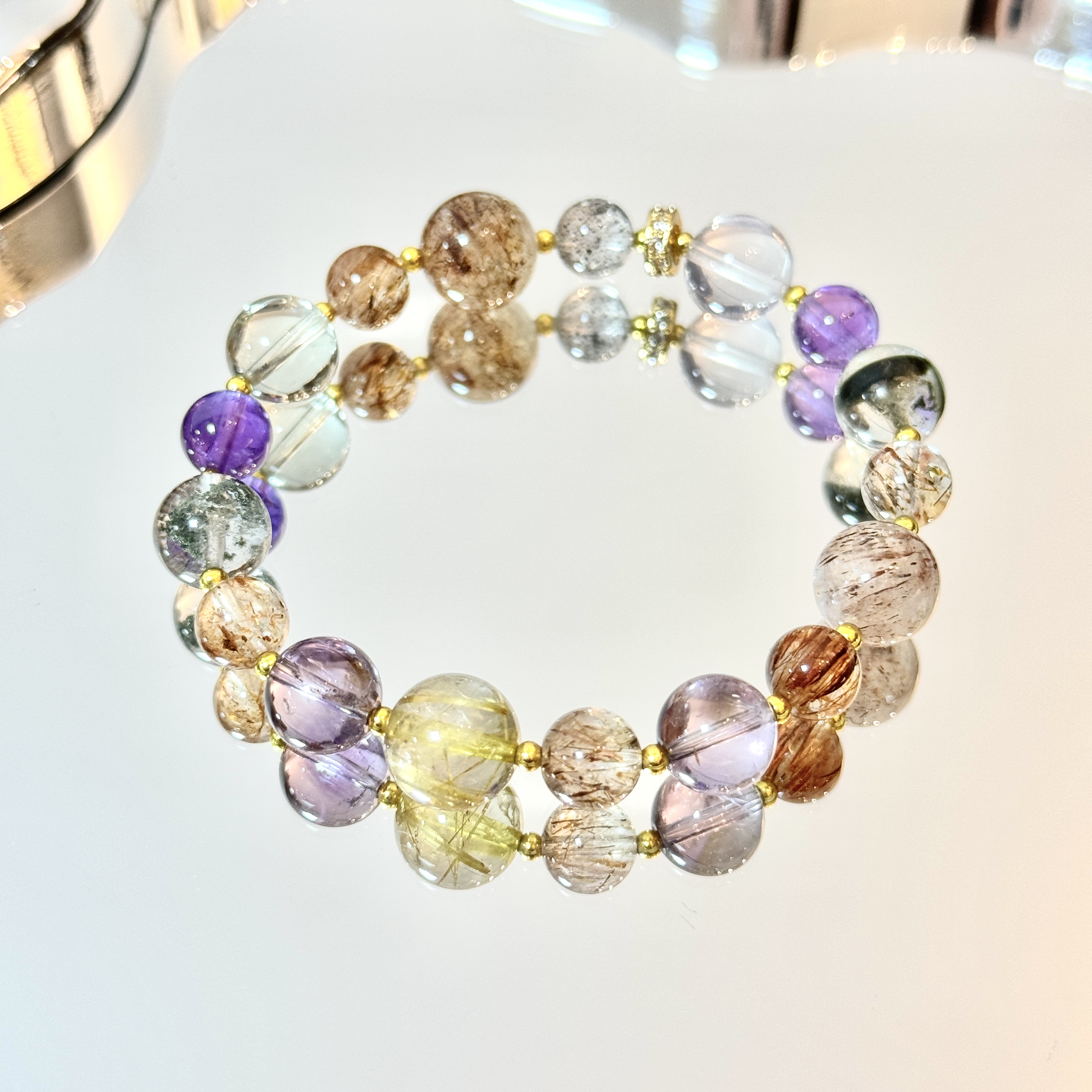 Una尤娜【云梦紫霄】超七+金发晶+绿幽灵手串