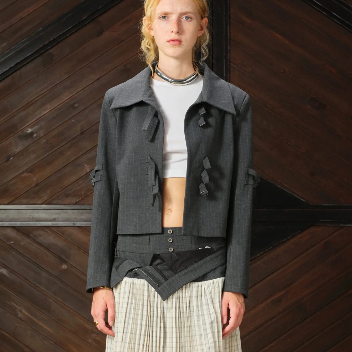 SADDOG 25AW 【OUTPUT】条纹多调节袢外套深灰