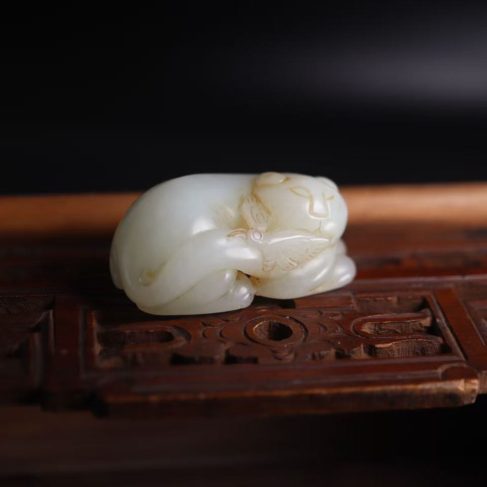 11-55｜和田玉耄耋玉欢｜手把件