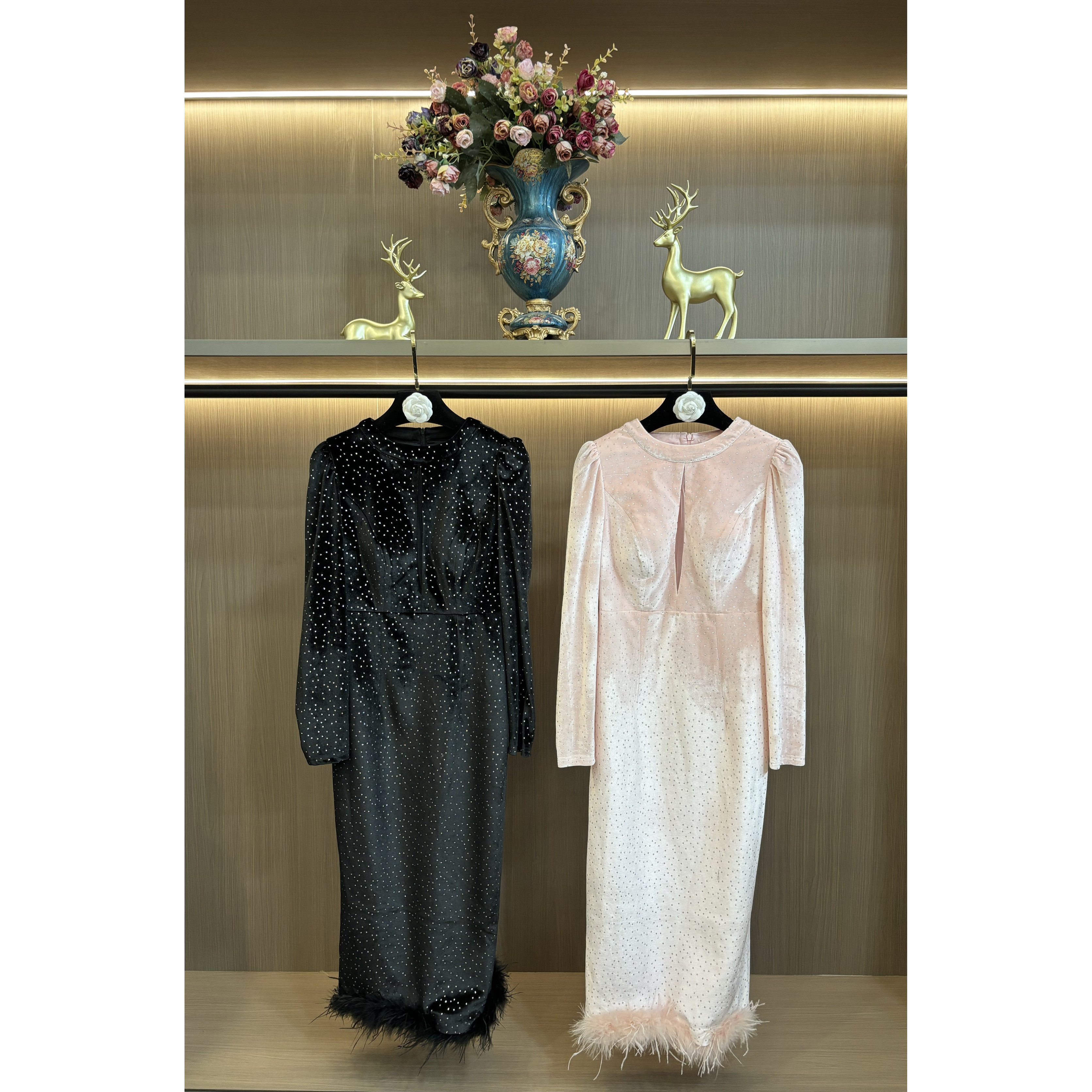 25331气质时尚优雅名媛修身长袖针织显瘦包臀长款连衣裙