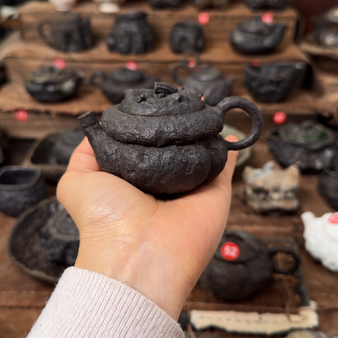 杯原款陶泥手捏柿子壶100ml