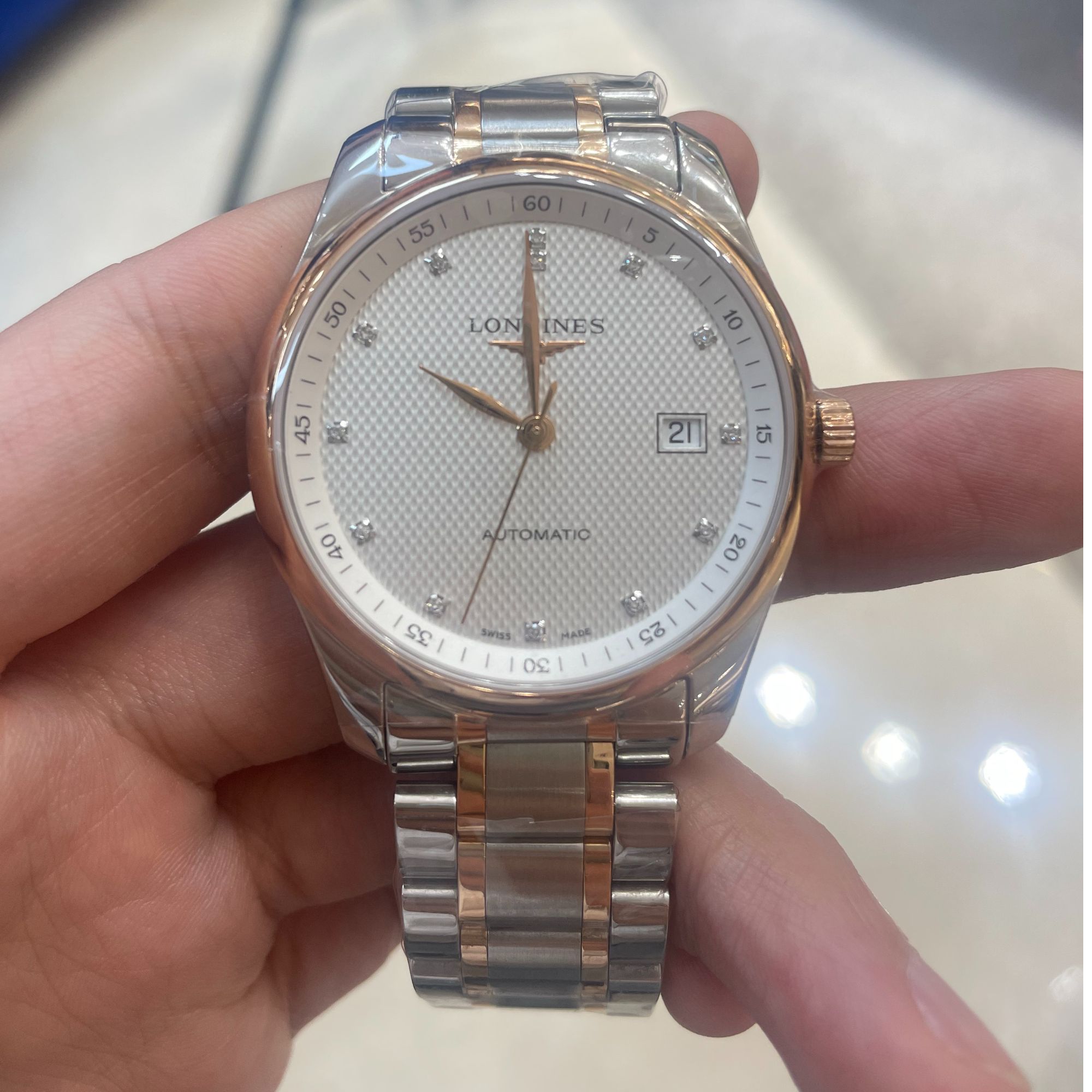 99新 Longines/浪琴 名匠/男表/白盘钻刻玫瑰间金/40mm/793