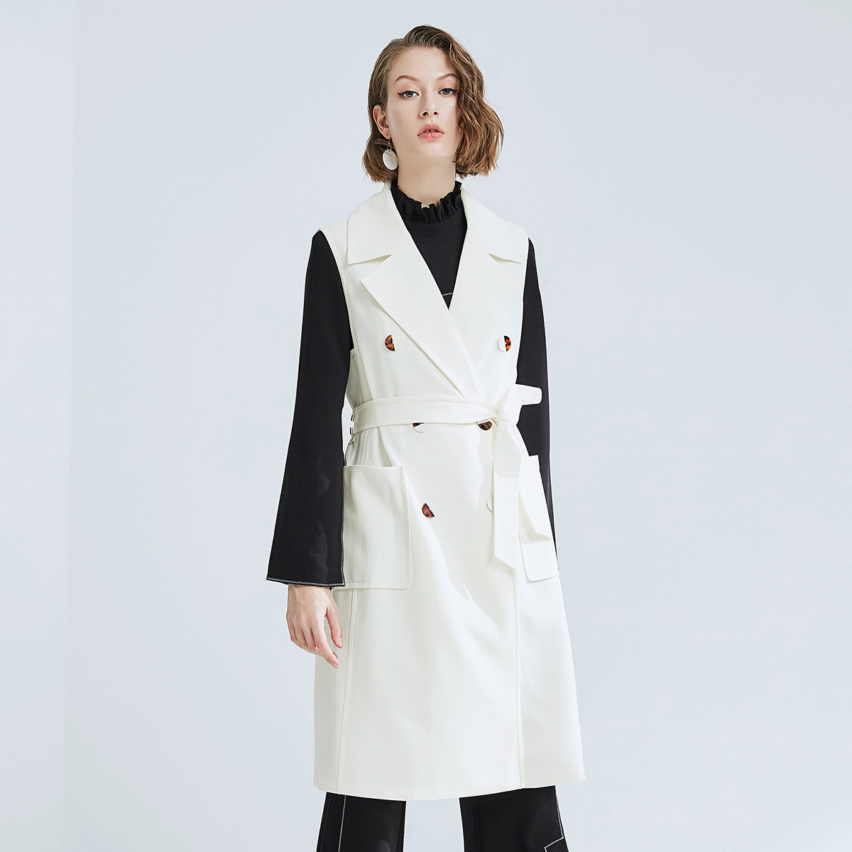 【九月专属】时尚西装翻领马夹女秋季气质通勤收腰中长款无袖外套