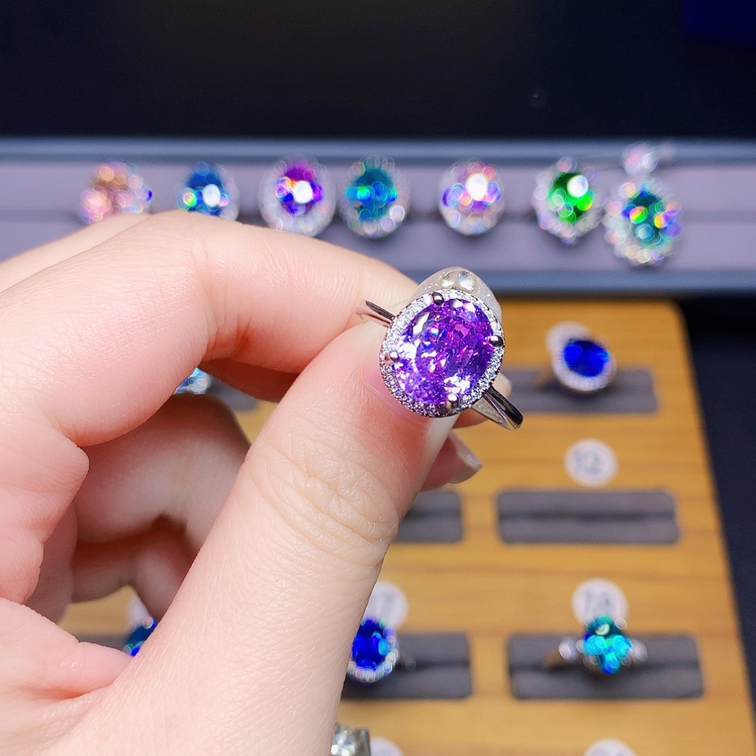 紫色碧玺戒指银S925镶嵌