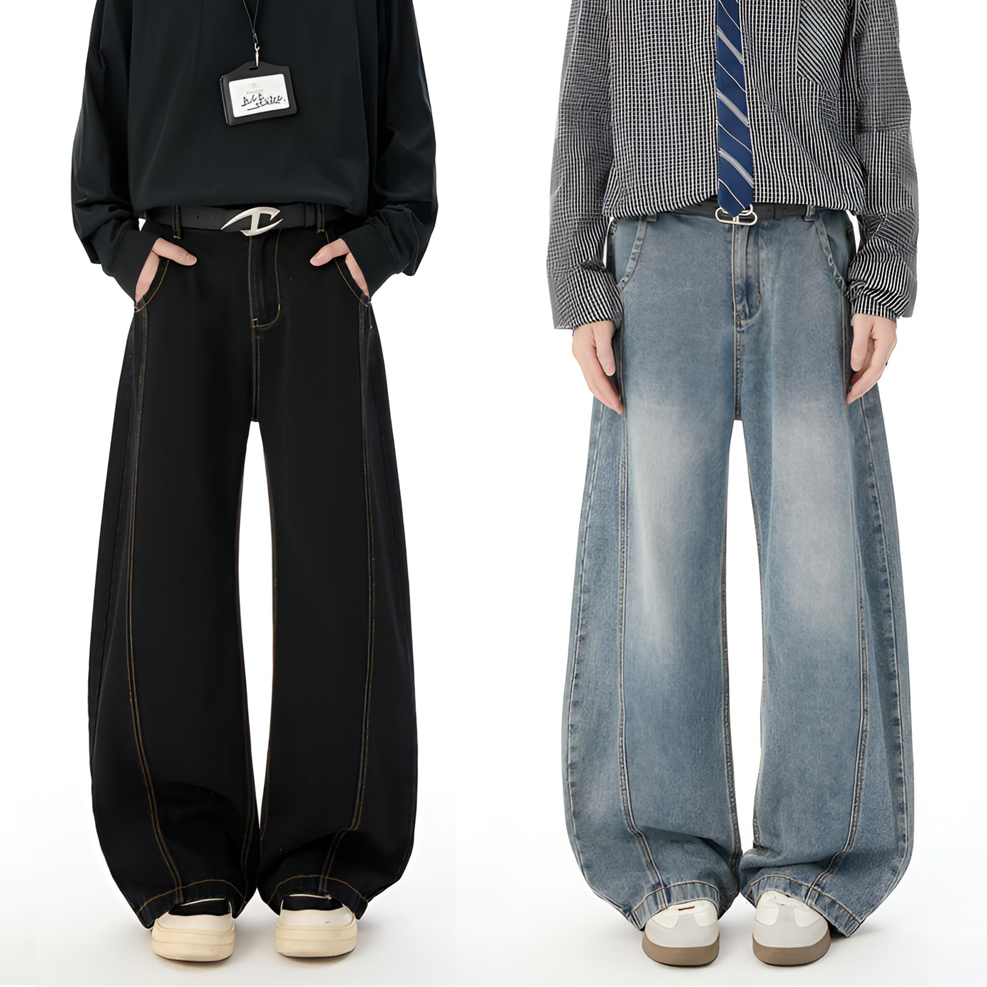 2025早秋新款复古微弯刀男牛仔裤水洗时尚复古男士牛仔裤男女同款