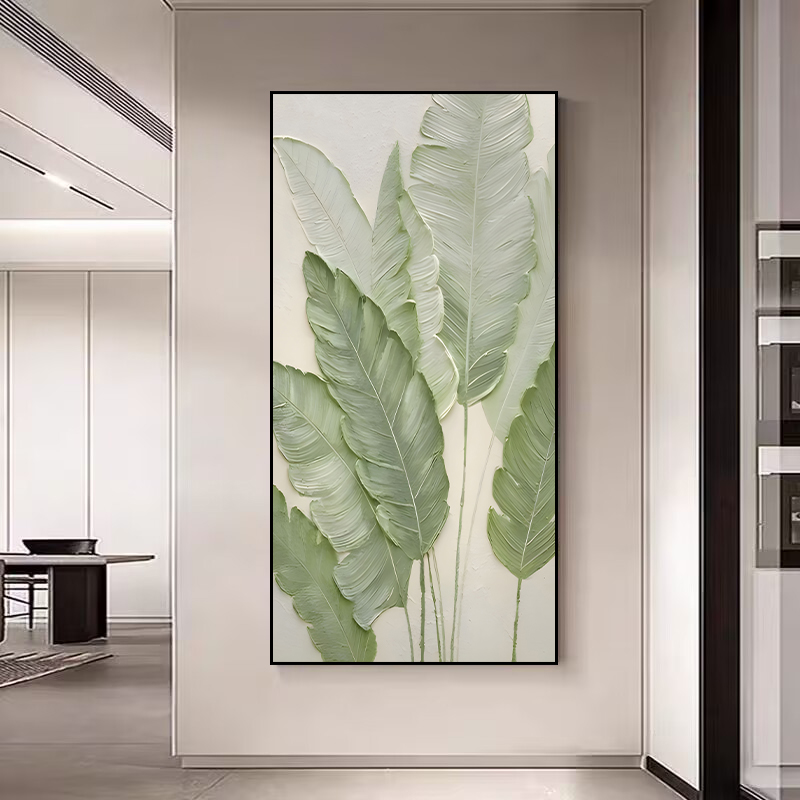 现代简约风装饰画砂岩肌理竖版入户玄关轻奢挂画家大业大T04