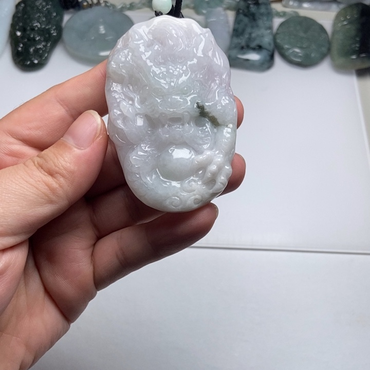 翡翠未镶嵌颈饰龙牌16