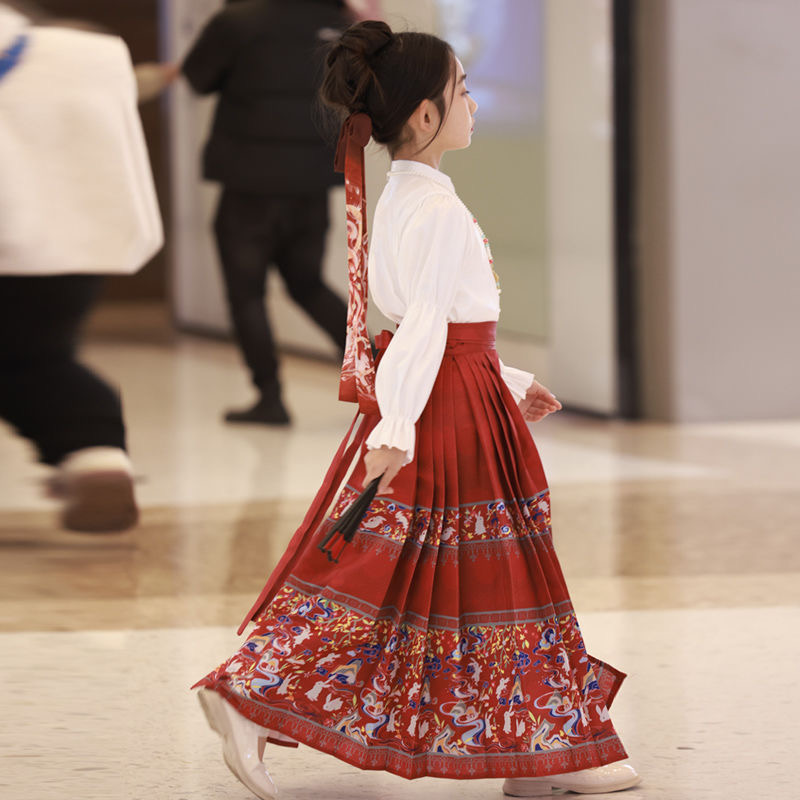 古风儿童马面裙春夏秋长款套装女童日常中国风明制对襟一片式